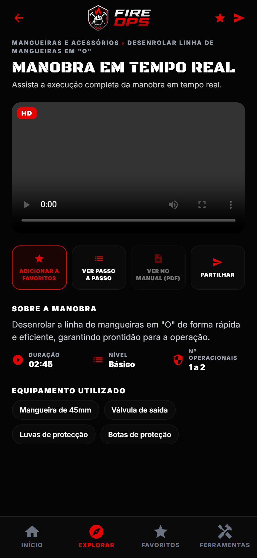Manobra em tempo real com vídeo